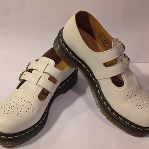 Dr. Martens White Leather Mary Jane Shoes